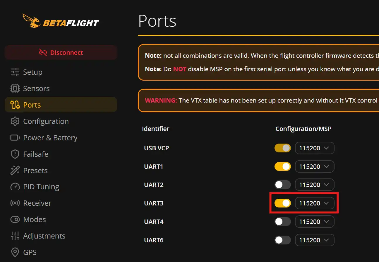 Налаштування вкладки Ports