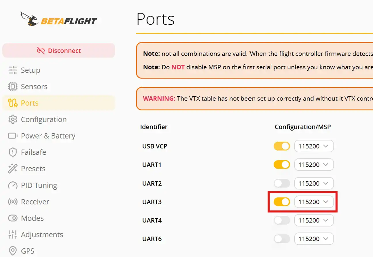 Налаштування вкладки Ports